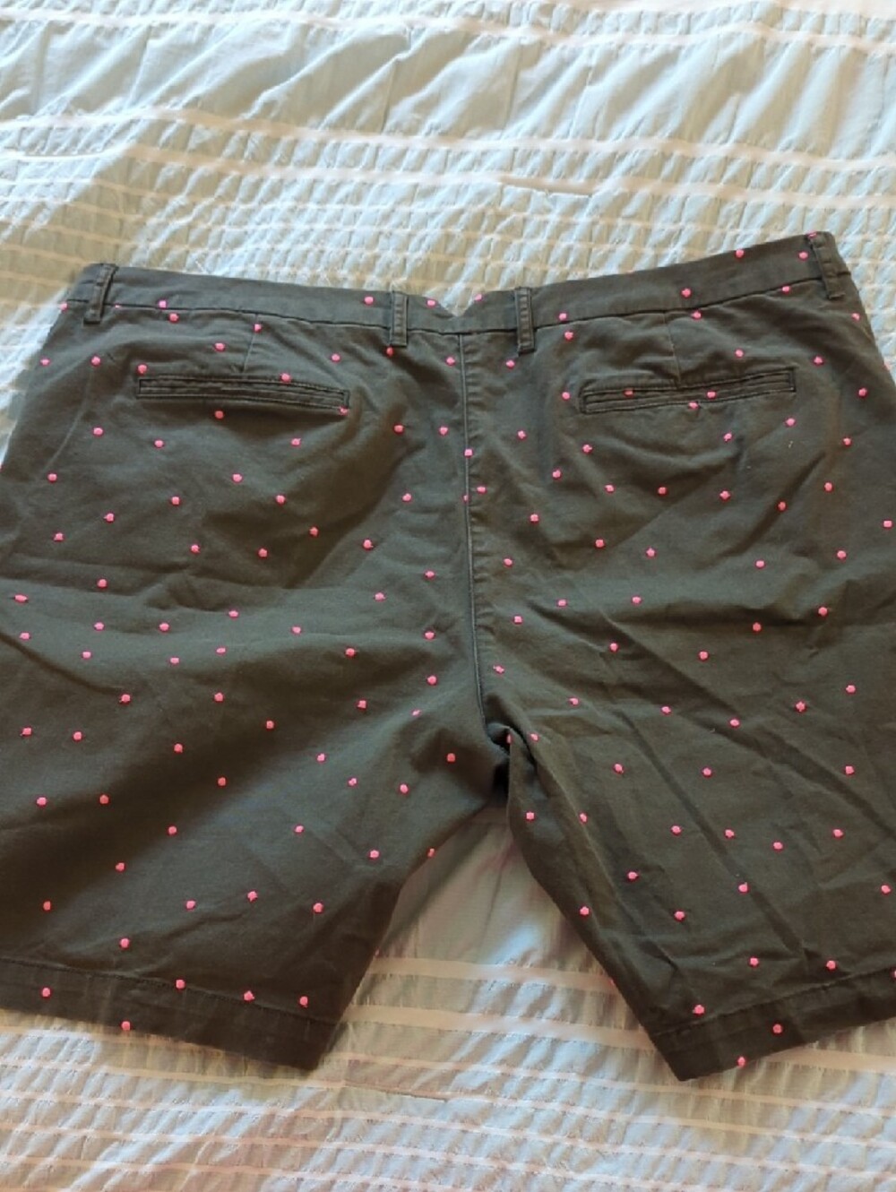Boden Women's Olive Green Shorts with Pink Dot Embroidery - Picture 5 of 5